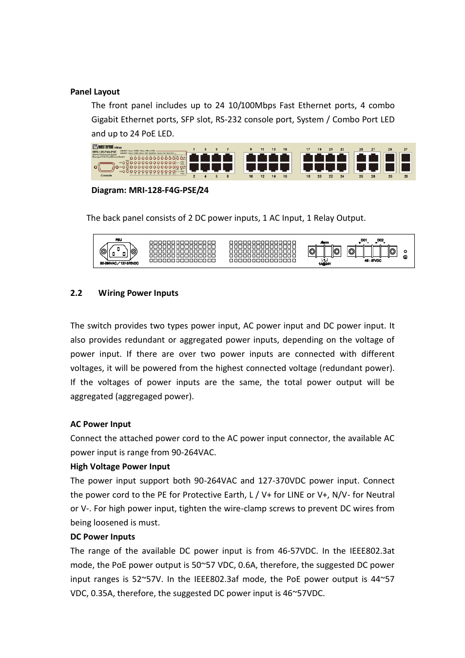 Wiring power inputs | Westermo MRI-128-F4G-PSE24 User Manual | Page 9 / 169