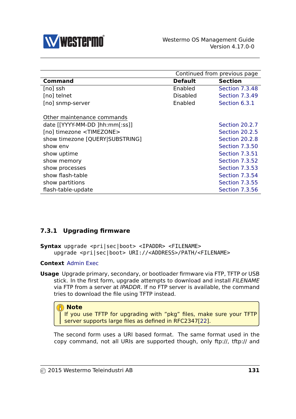 Section 7.3.1 | Westermo RedFox Series User Manual | Page 131 / 977