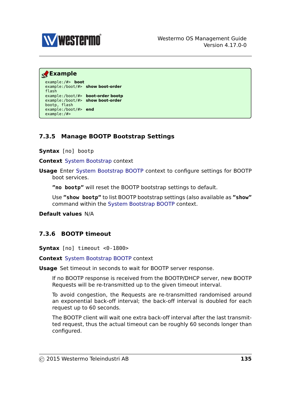 Section 7.3.5, Section 7.3.6 | Westermo RedFox Series User Manual | Page 135 / 977