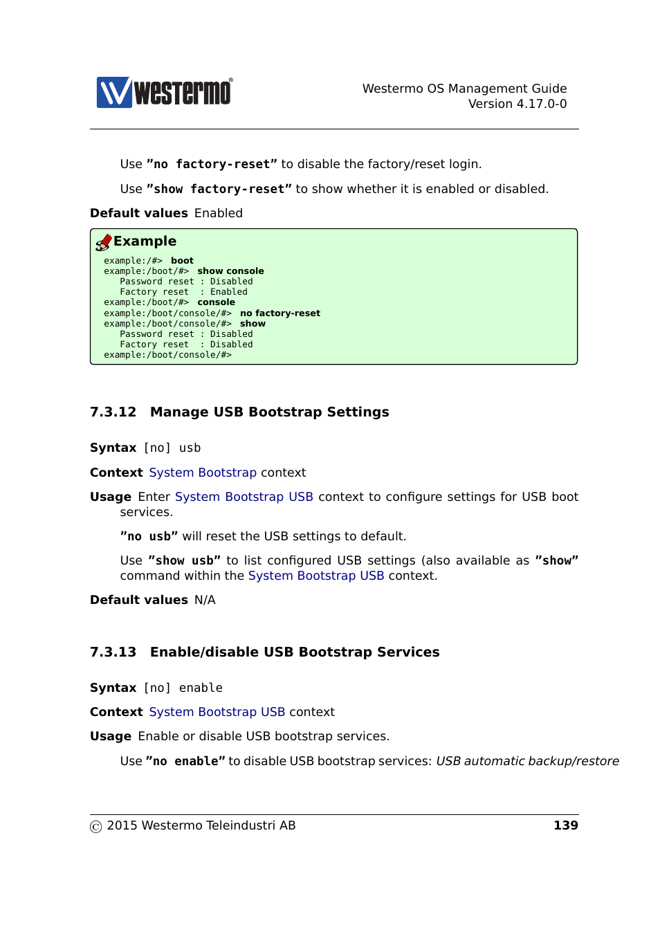 Section 7.3.12, Section 7.3.13 | Westermo RedFox Series User Manual | Page 139 / 977