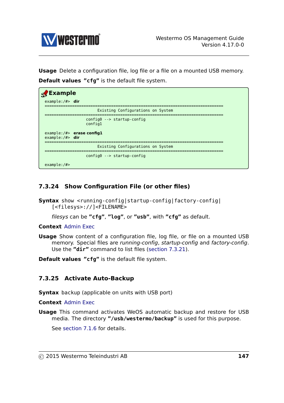 Section 7.3.24, Section 7.3.25 | Westermo RedFox Series User Manual | Page 147 / 977