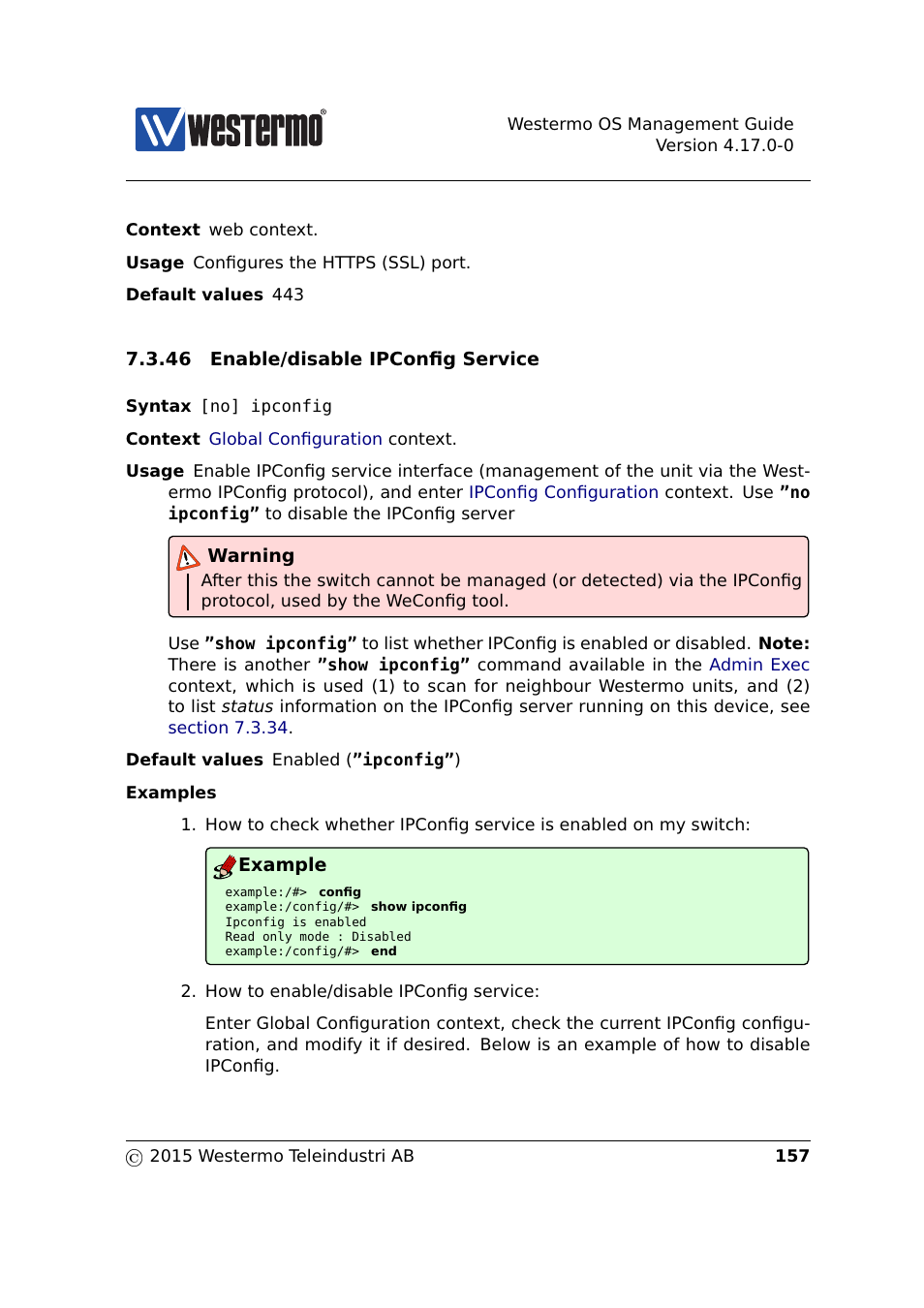 Section 7.3.46 | Westermo RedFox Series User Manual | Page 157 / 977