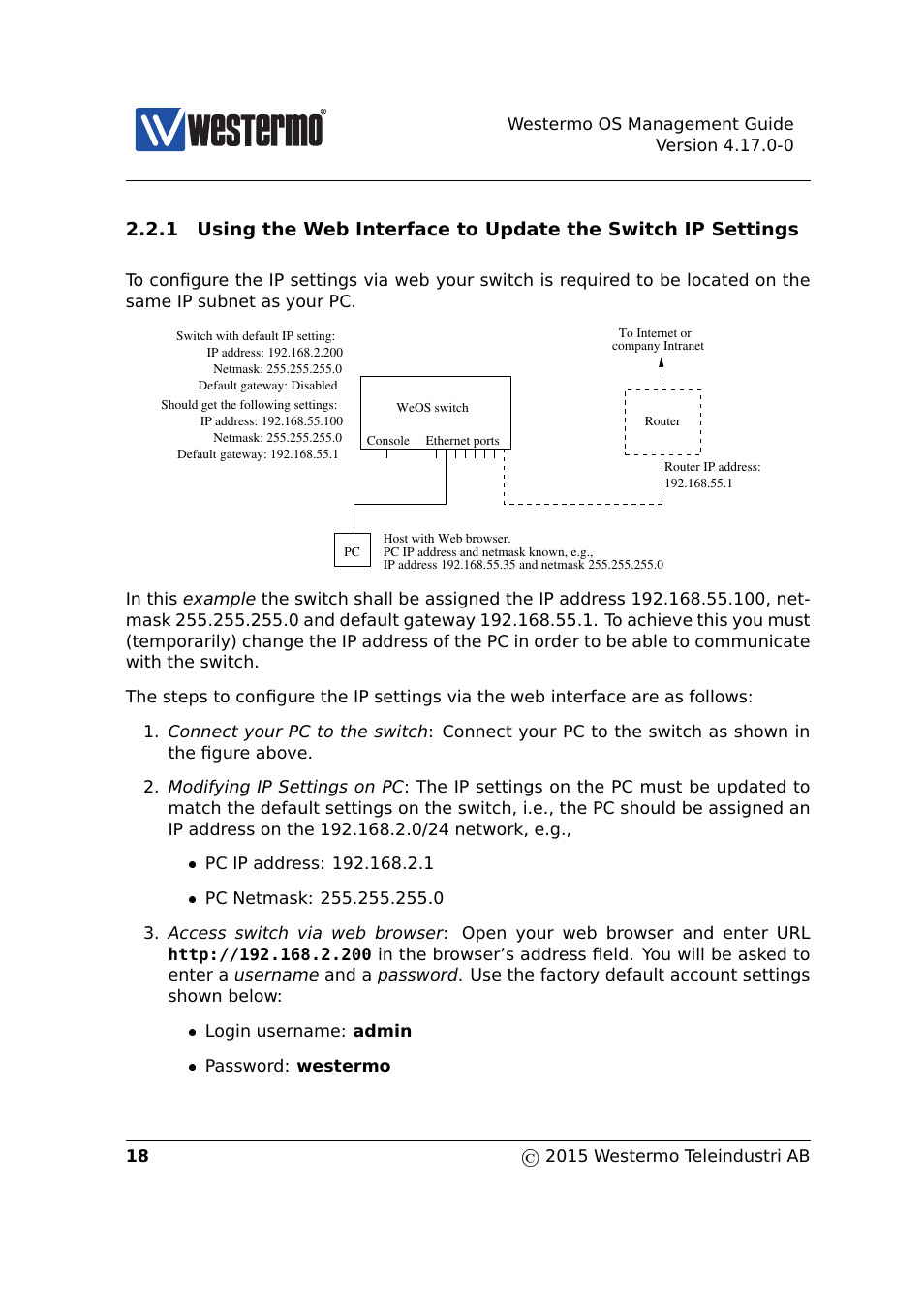 Tion 2.2.1 | Westermo RedFox Series User Manual | Page 18 / 977