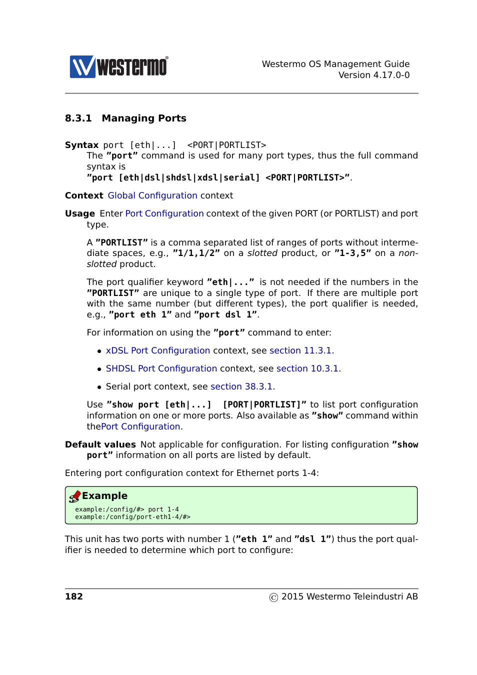 Section 8.3.1 | Westermo RedFox Series User Manual | Page 182 / 977