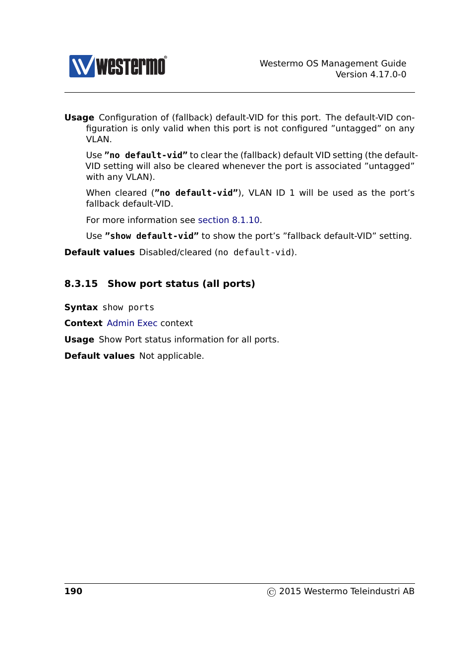 Section 8.3.15 | Westermo RedFox Series User Manual | Page 190 / 977