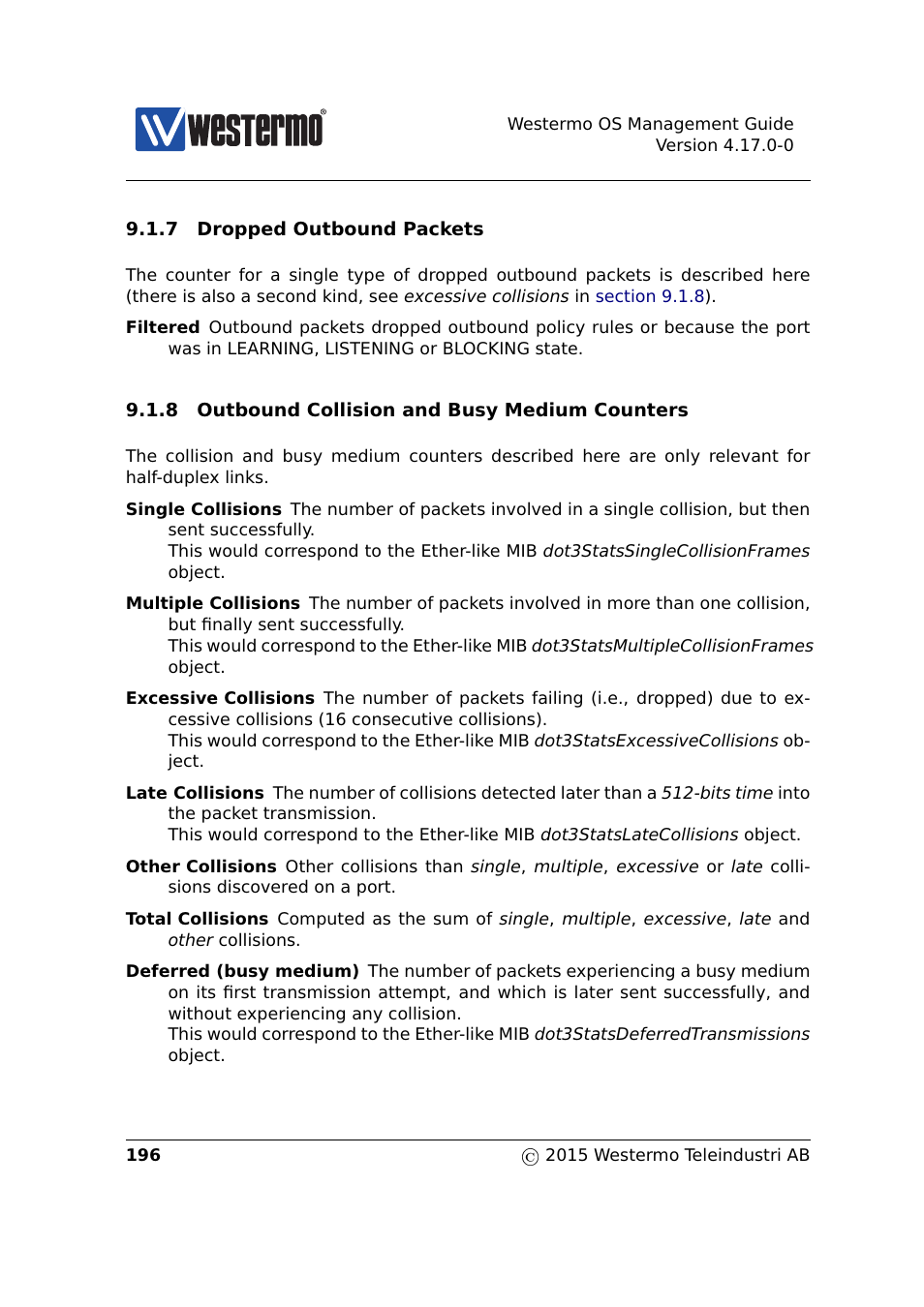 Section 9.1.7, Section 9.1.8 | Westermo RedFox Series User Manual | Page 196 / 977