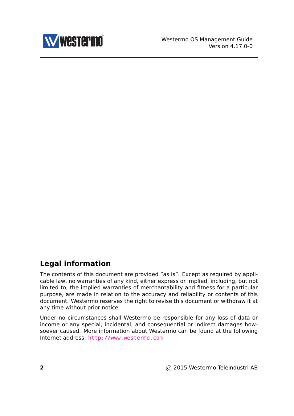Legal information | Westermo RedFox Series User Manual | Page 2 / 977
