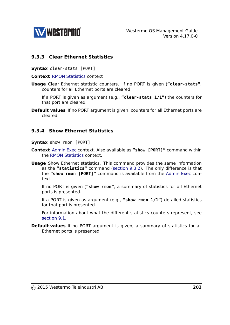 Section 9.3.3, Section 9.3.4 | Westermo RedFox Series User Manual | Page 203 / 977