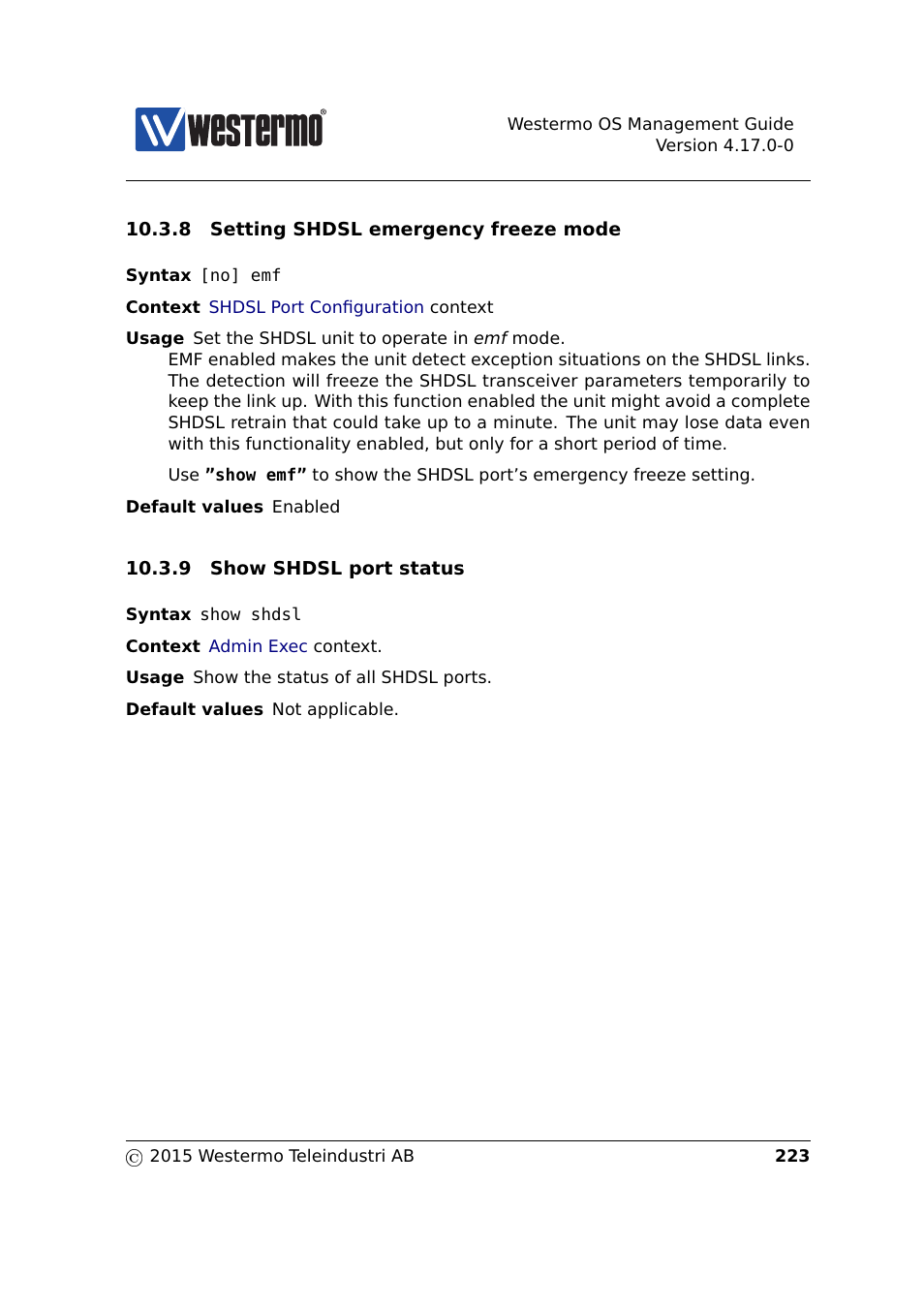 Section 10.3.8, Section 10.3.9 | Westermo RedFox Series User Manual | Page 223 / 977