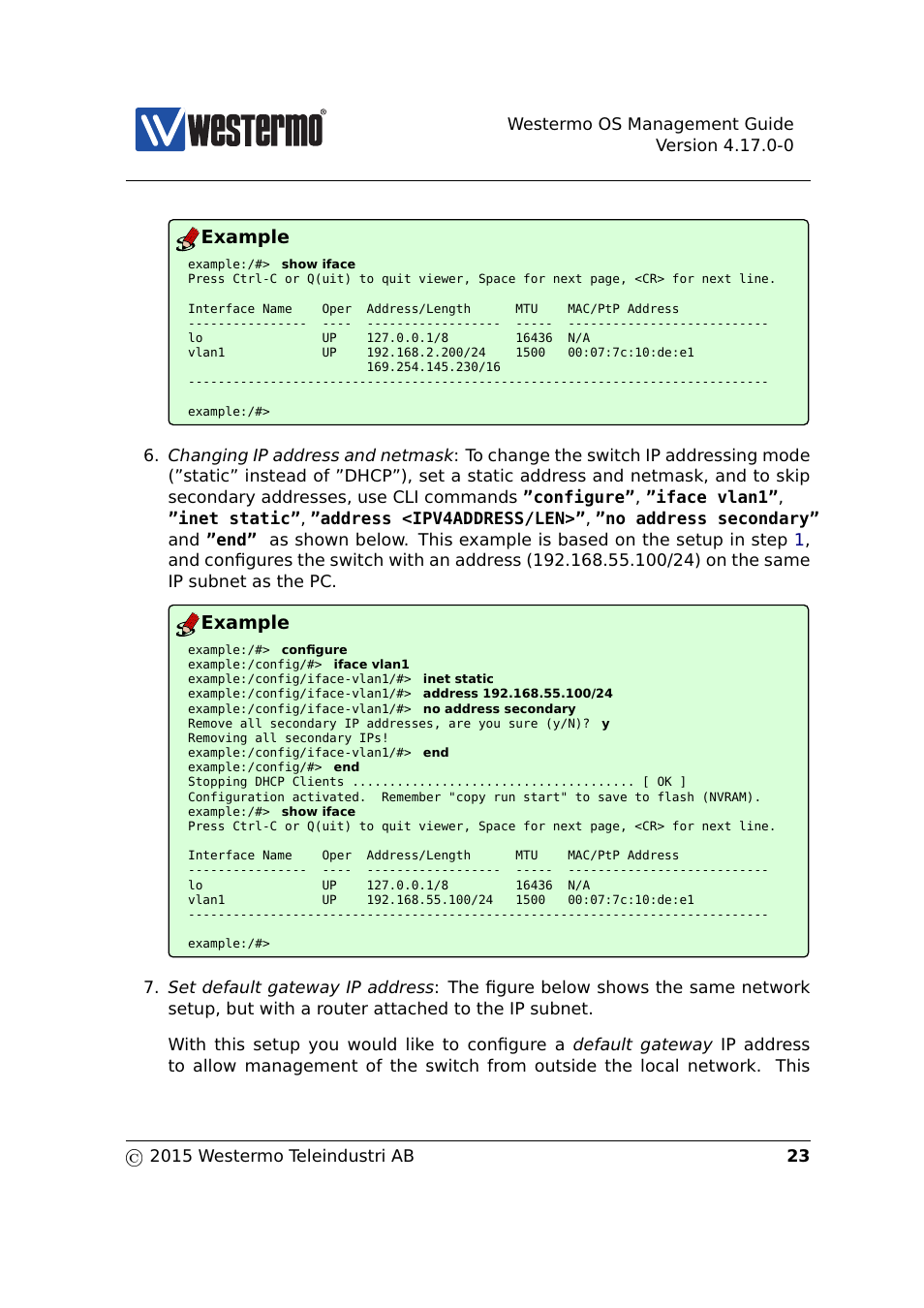 Example | Westermo RedFox Series User Manual | Page 23 / 977