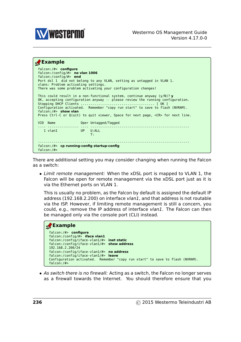 Example | Westermo RedFox Series User Manual | Page 236 / 977