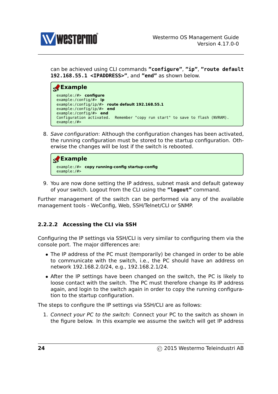 Section 2.2.2.2 | Westermo RedFox Series User Manual | Page 24 / 977