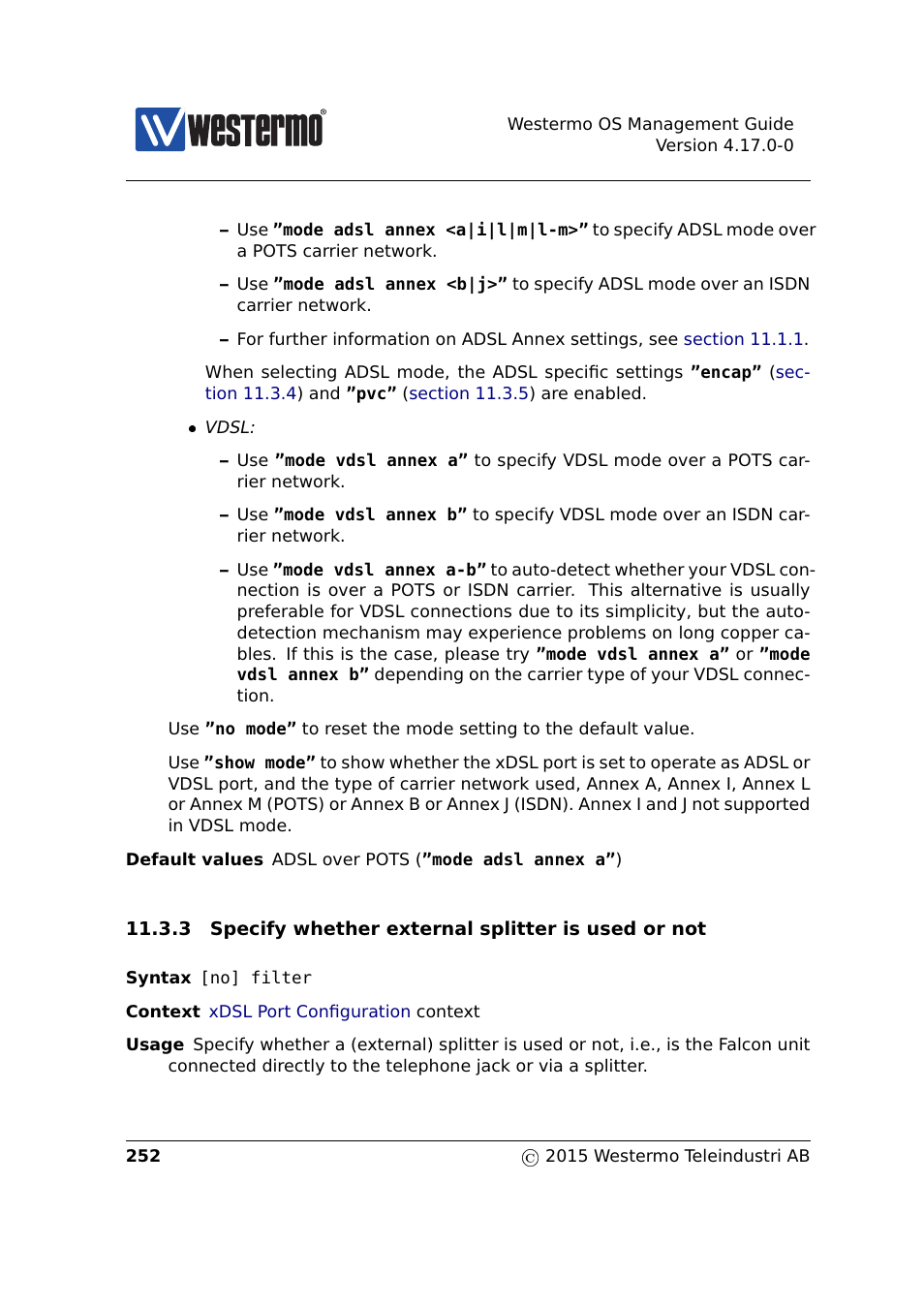 Section 11.3.3 | Westermo RedFox Series User Manual | Page 252 / 977