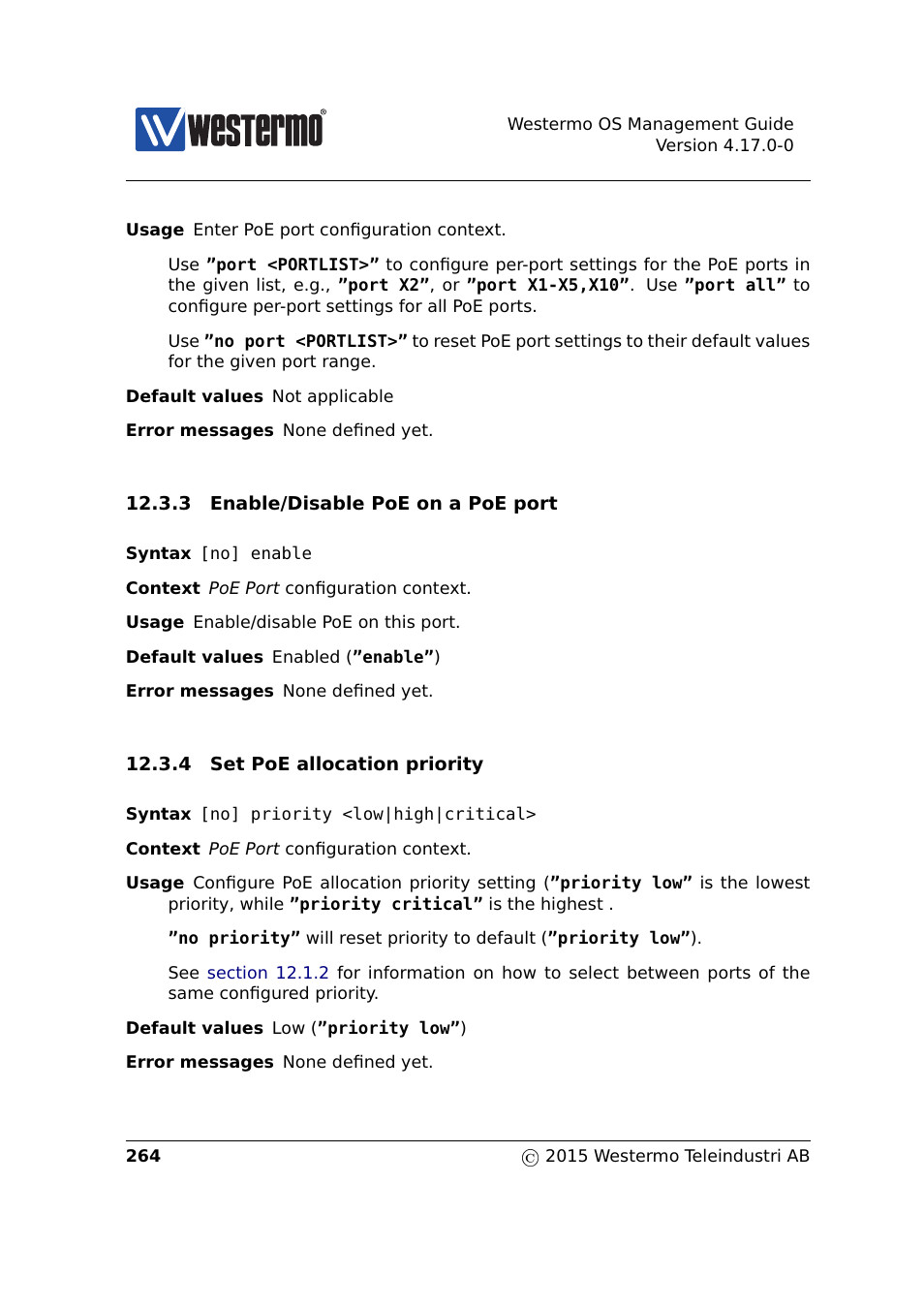 Section 12.3.3, Section 12.3.4 | Westermo RedFox Series User Manual | Page 264 / 977