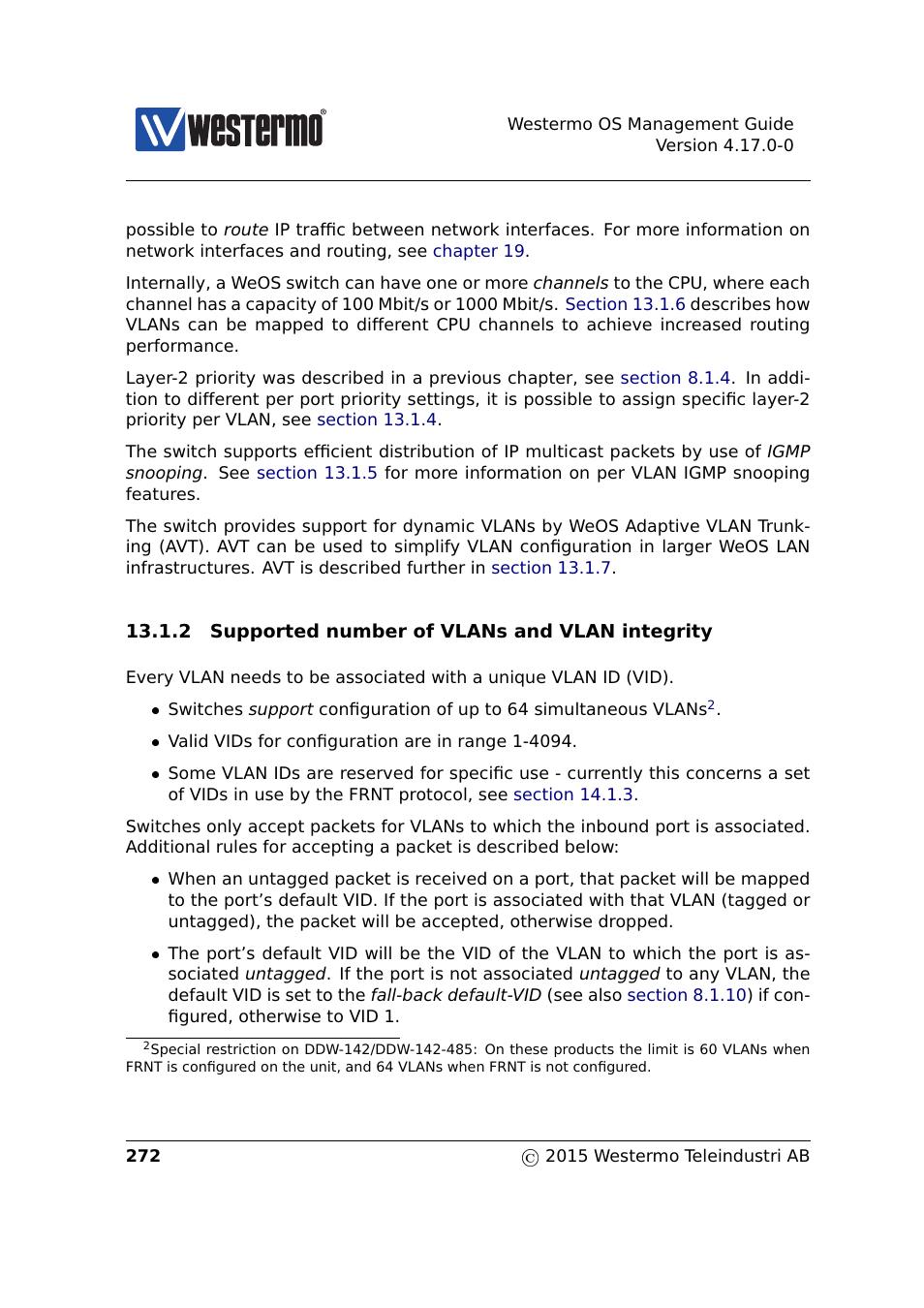Tion 13.1.2, Sections 13.1.2 | Westermo RedFox Series User Manual | Page 272 / 977