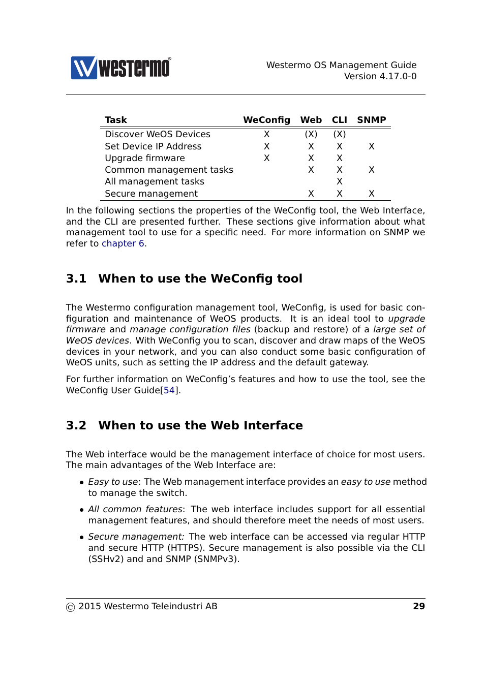 1 when to use the weconfig tool, 2 when to use the web, 2 when to use the web interface | Westermo RedFox Series User Manual | Page 29 / 977