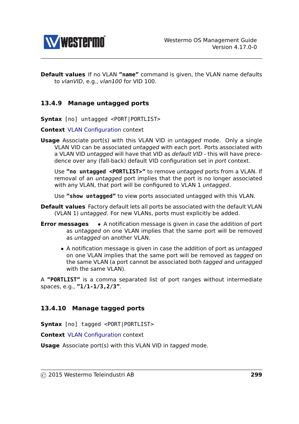 Section 13.4.9, Section 13.4.10 | Westermo RedFox Series User Manual | Page 299 / 977