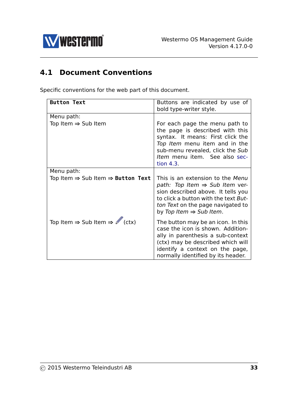 1 document conventions | Westermo RedFox Series User Manual | Page 33 / 977