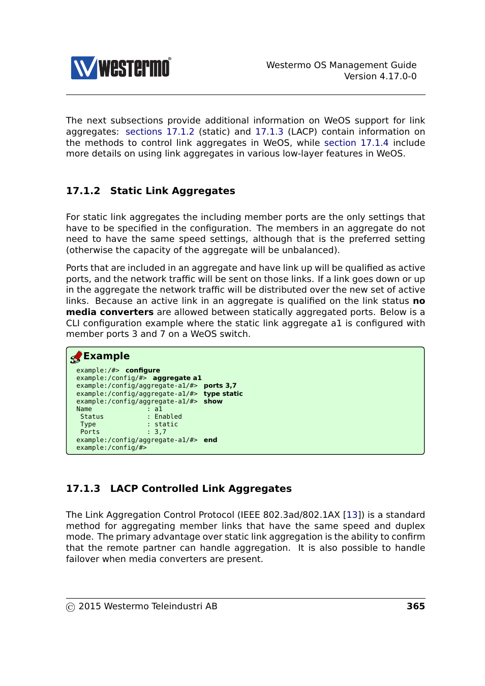 Section 17.1.2, Section 17.1.3 | Westermo RedFox Series User Manual | Page 365 / 977