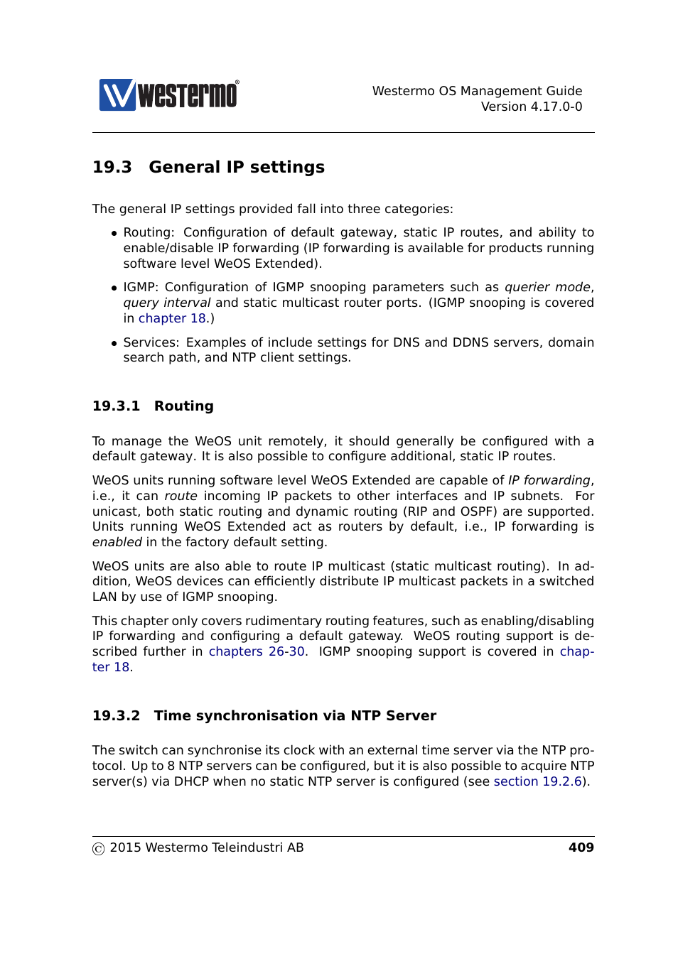 3 general ip settings, Section 19.3.1, Section 19.3.2 | Section 19.3 | Westermo RedFox Series User Manual | Page 409 / 977