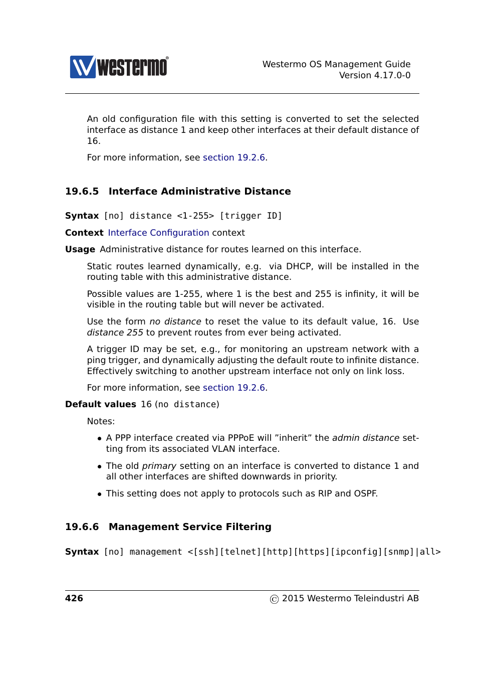 Section 19.6.6, Sec. 19.6.5, Sec. 19.6.6 | Section 19.6.5 | Westermo RedFox Series User Manual | Page 426 / 977