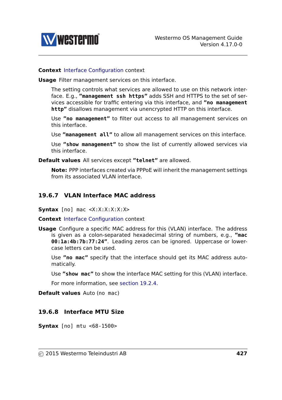 Sec. 19.6.8, Sec. 19.6.7 | Westermo RedFox Series User Manual | Page 427 / 977