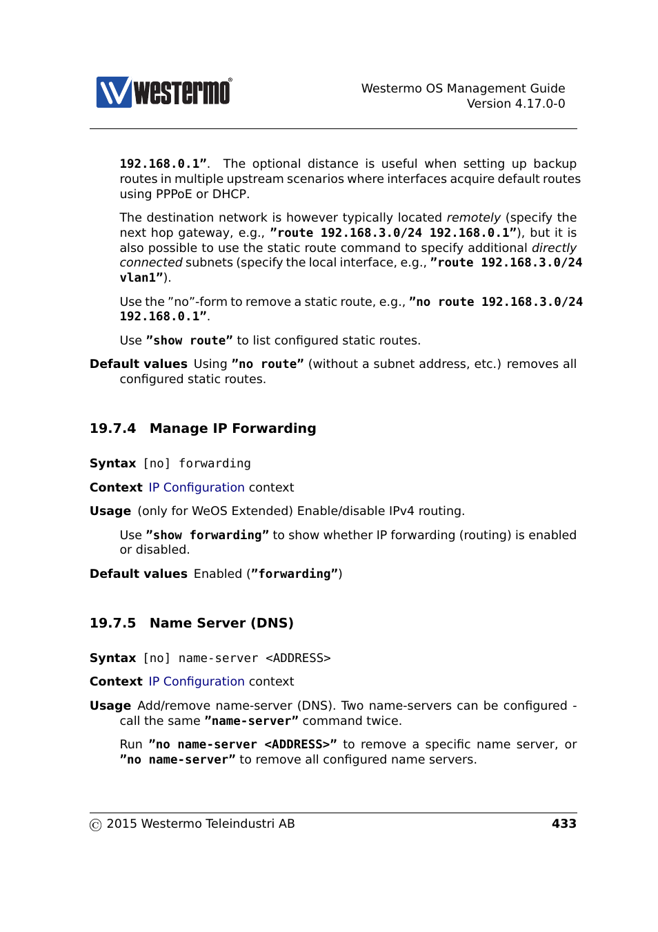 Tion 19.7.5, Section 19.7.4, Section 19.7.5 | Westermo RedFox Series User Manual | Page 433 / 977