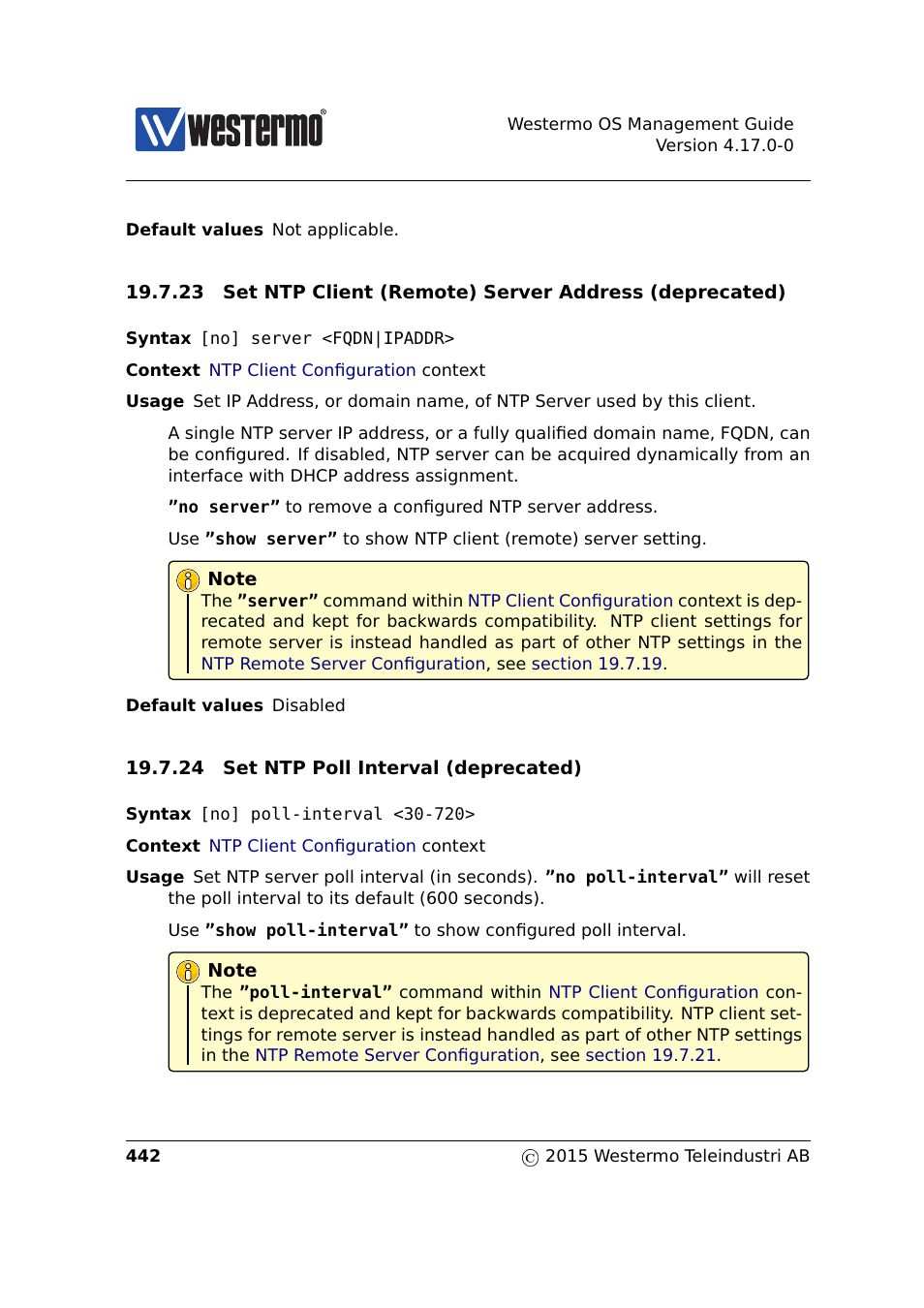 Section 19.7.23, Section 19.7.24 | Westermo RedFox Series User Manual | Page 442 / 977