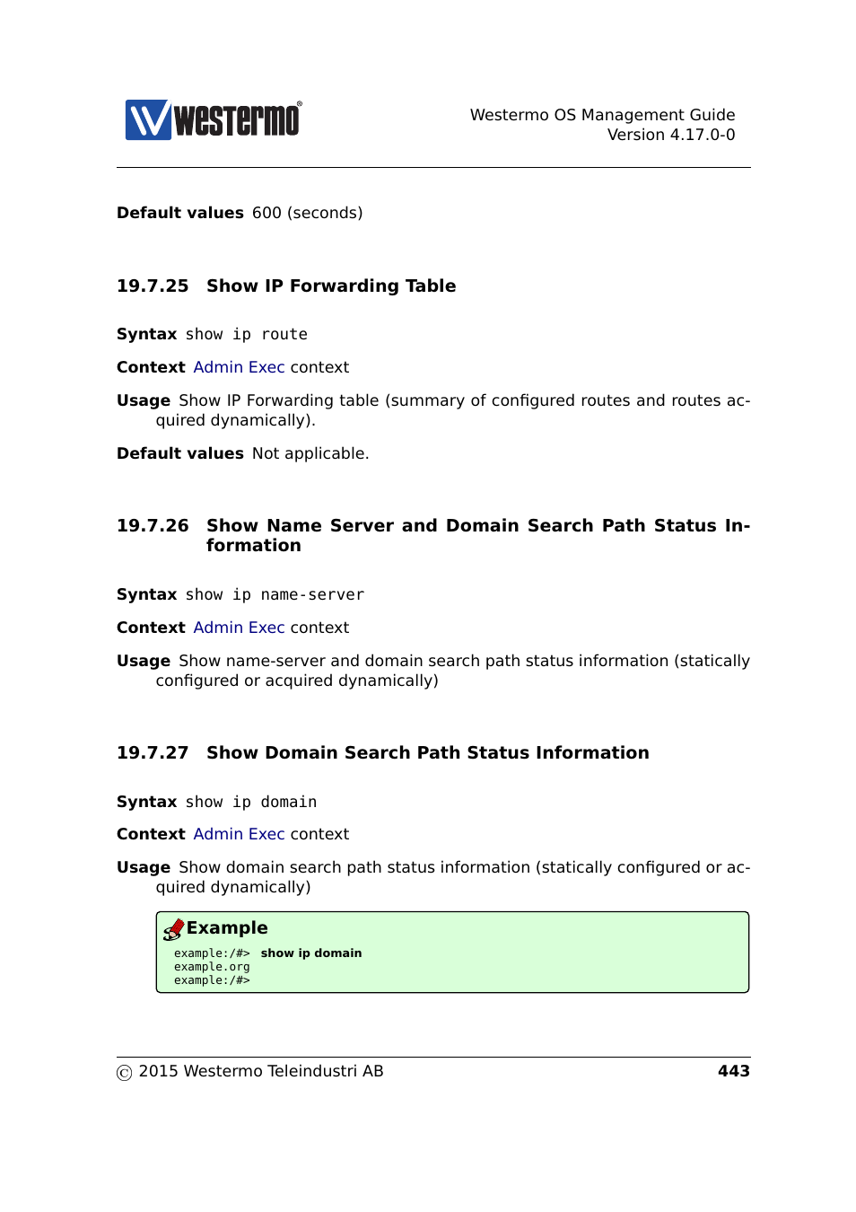 Section 19.7.26, Section 19.7.25, Section 19.7.27 | Westermo RedFox Series User Manual | Page 443 / 977