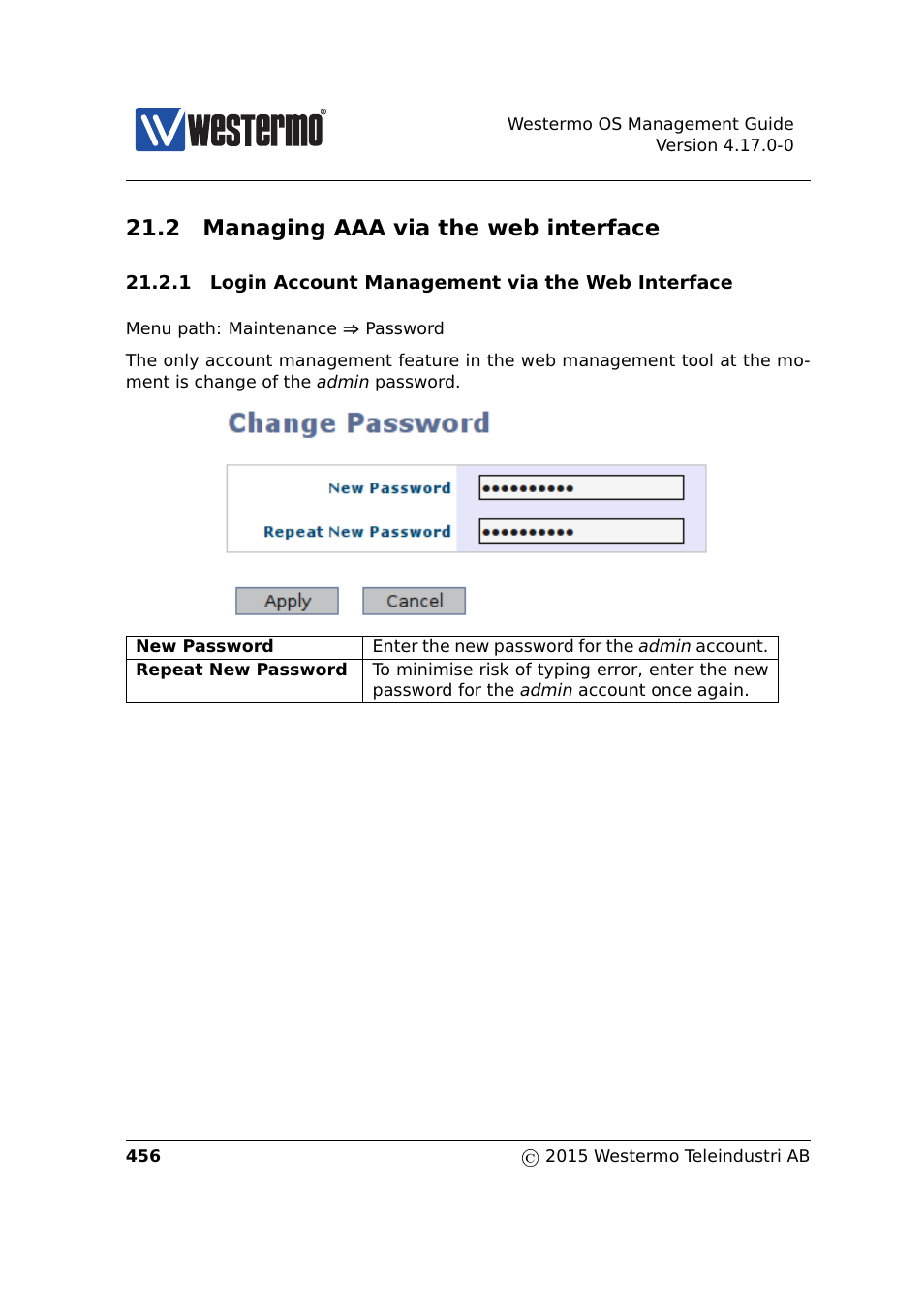 2 managing aaa via the web, 2 managing aaa via the web interface | Westermo RedFox Series User Manual | Page 456 / 977