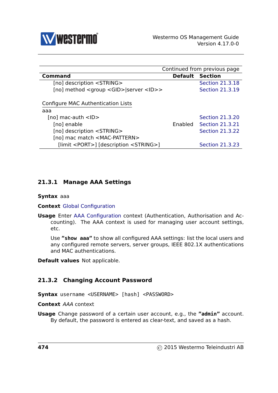 Section 21.3.1, Section 21.3.2 | Westermo RedFox Series User Manual | Page 474 / 977