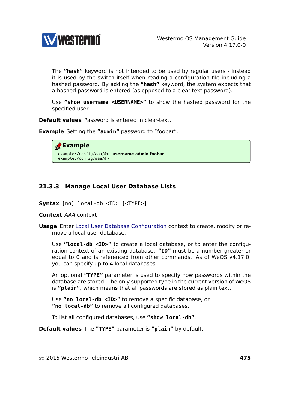 Section 21.3.3 | Westermo RedFox Series User Manual | Page 475 / 977