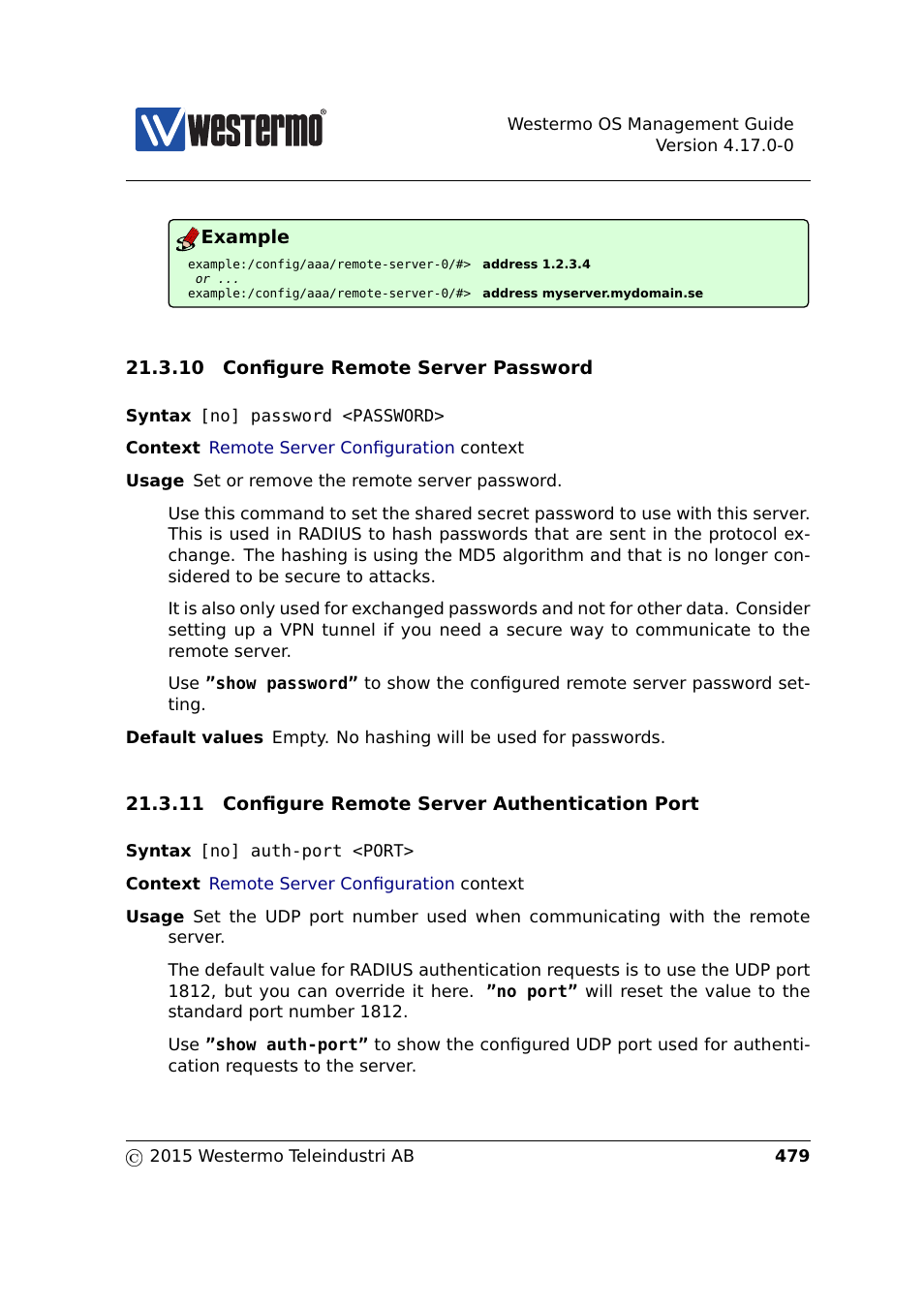 Section 21.3.10, Section 21.3.11 | Westermo RedFox Series User Manual | Page 479 / 977