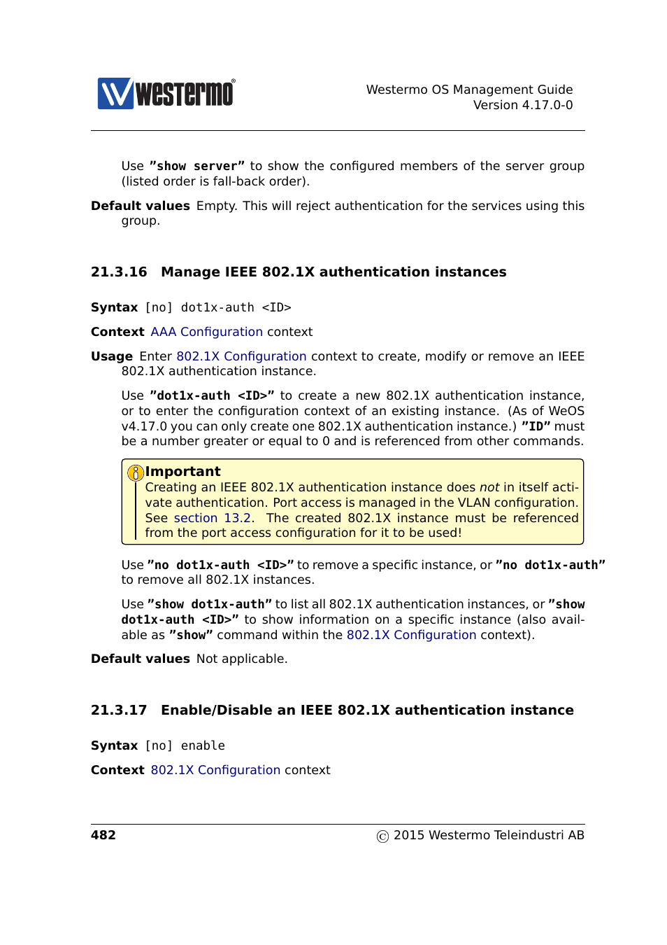 Section 21.3.16, Section 21.3.17 | Westermo RedFox Series User Manual | Page 482 / 977