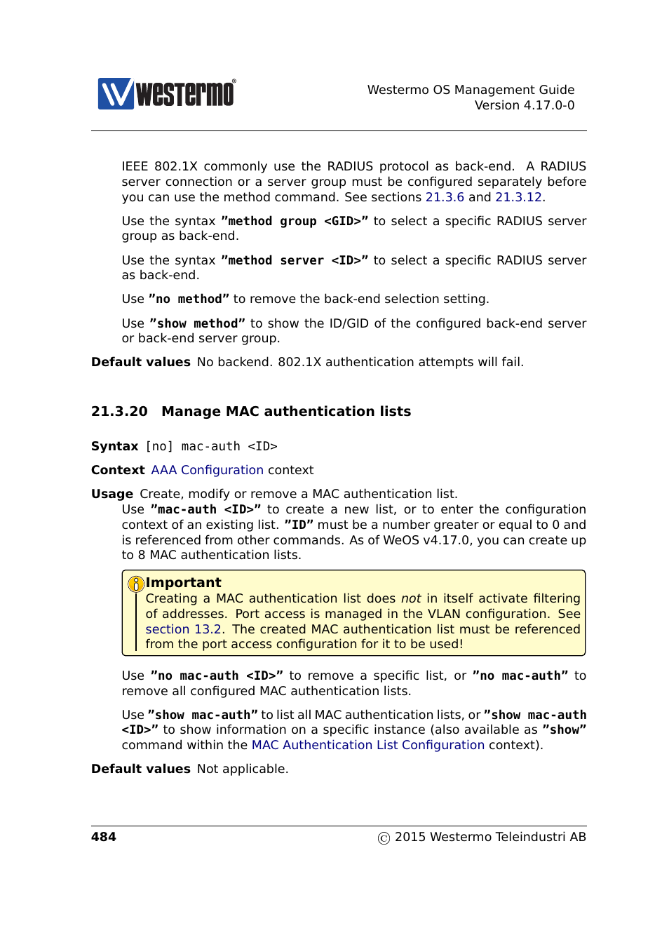 Sections 21.3.20, Section 21.3.20 | Westermo RedFox Series User Manual | Page 484 / 977