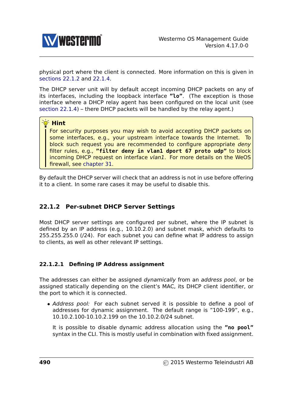 Section 22.1.2 | Westermo RedFox Series User Manual | Page 490 / 977