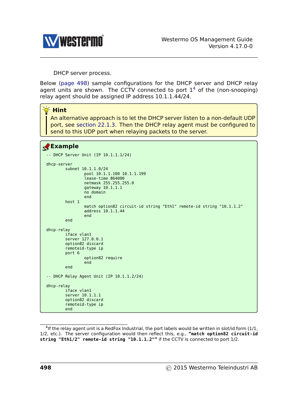 Hint, Example | Westermo RedFox Series User Manual | Page 498 / 977