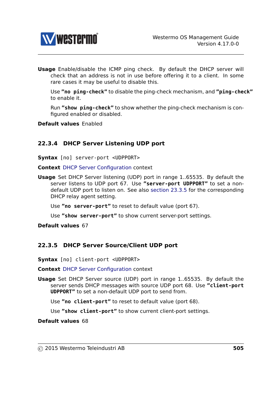 Section 22.3.4, Section 22.3.5 | Westermo RedFox Series User Manual | Page 505 / 977