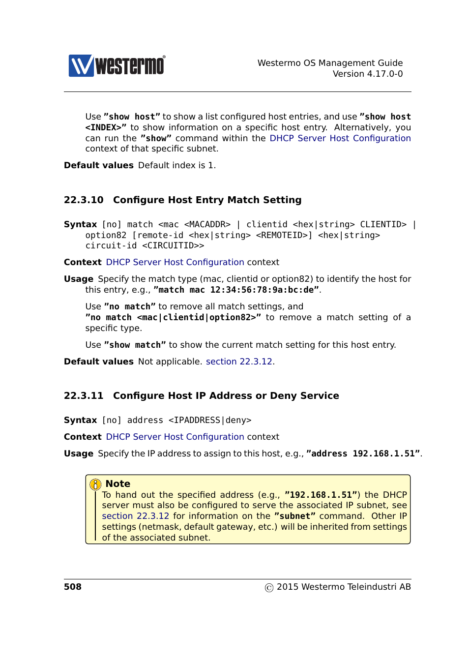 Section 22.3.10, Section 22.3.11 | Westermo RedFox Series User Manual | Page 508 / 977
