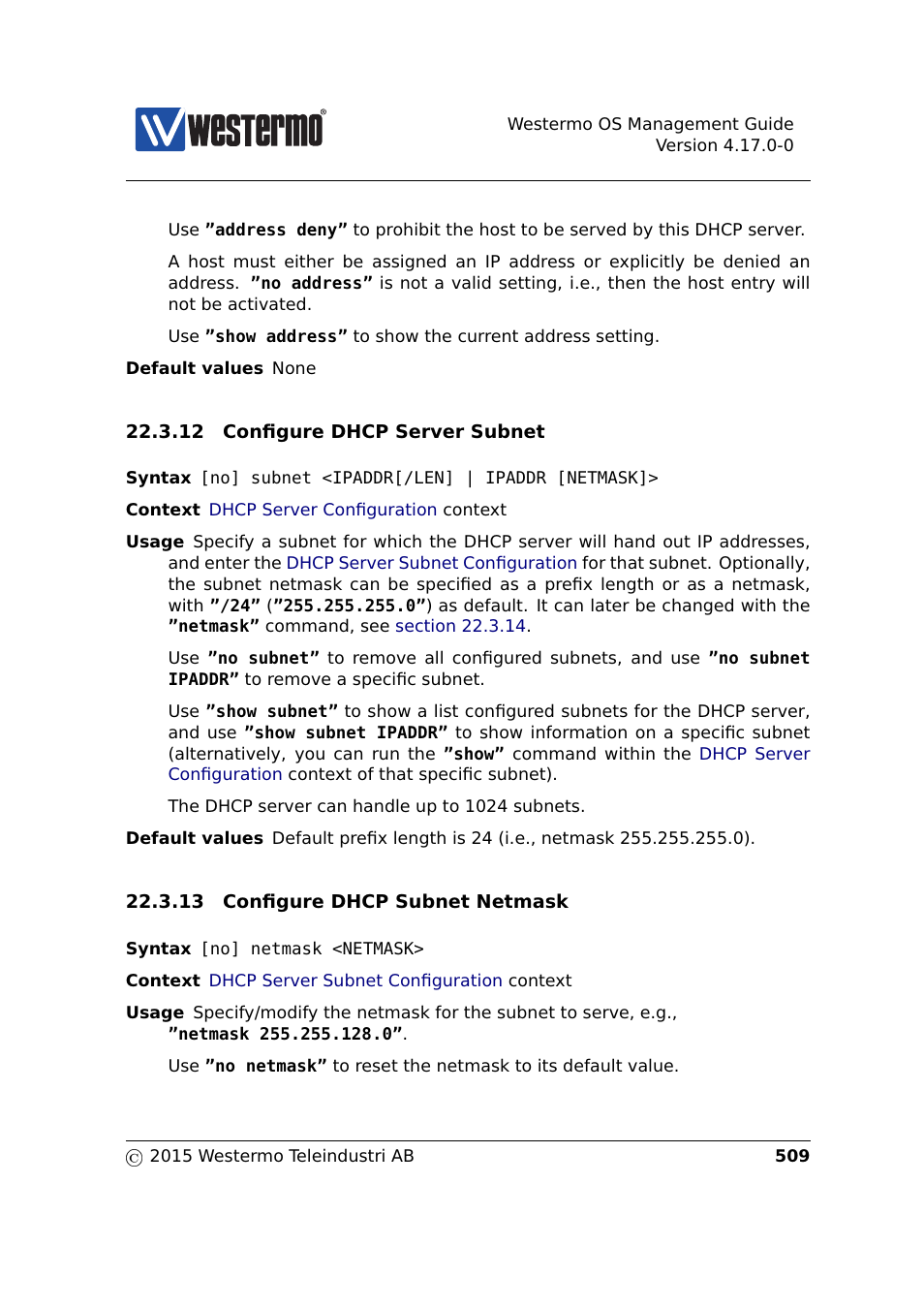 Section 22.3.12, Section 22.3.13 | Westermo RedFox Series User Manual | Page 509 / 977