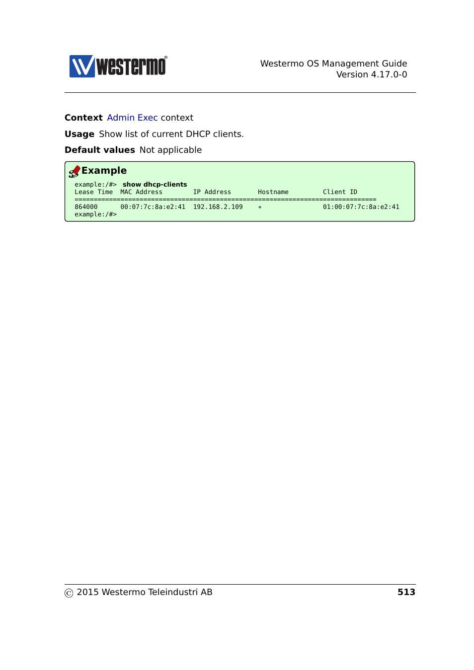 Example | Westermo RedFox Series User Manual | Page 513 / 977