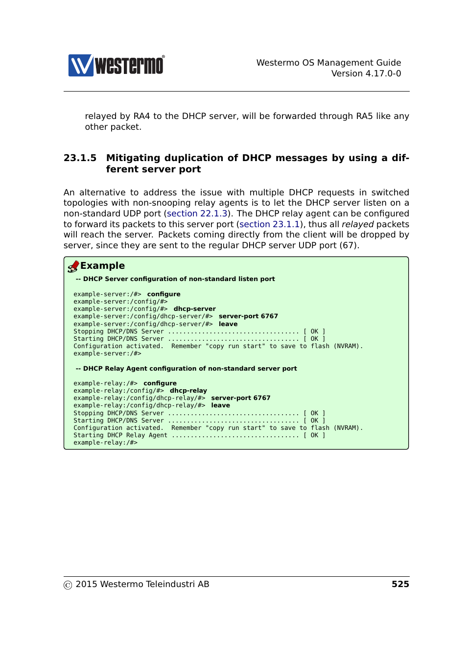 Section 23.1.5, Example | Westermo RedFox Series User Manual | Page 525 / 977