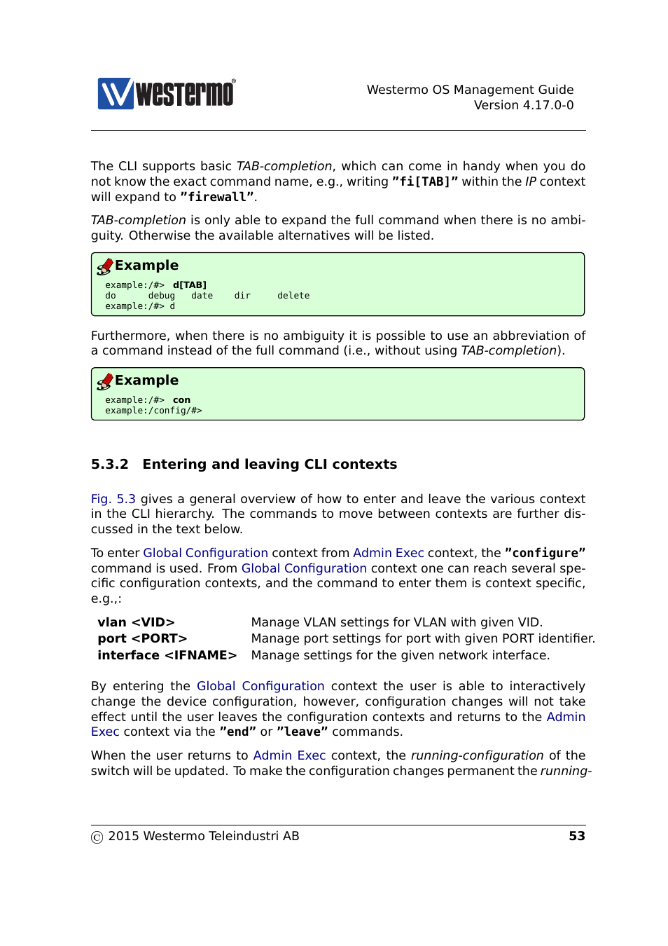 Section 5.3.2 | Westermo RedFox Series User Manual | Page 53 / 977