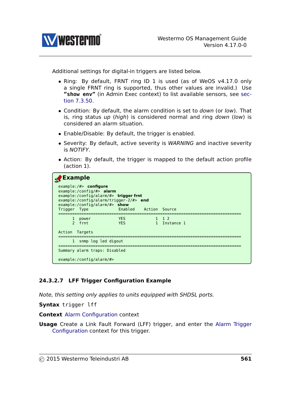 Example | Westermo RedFox Series User Manual | Page 561 / 977