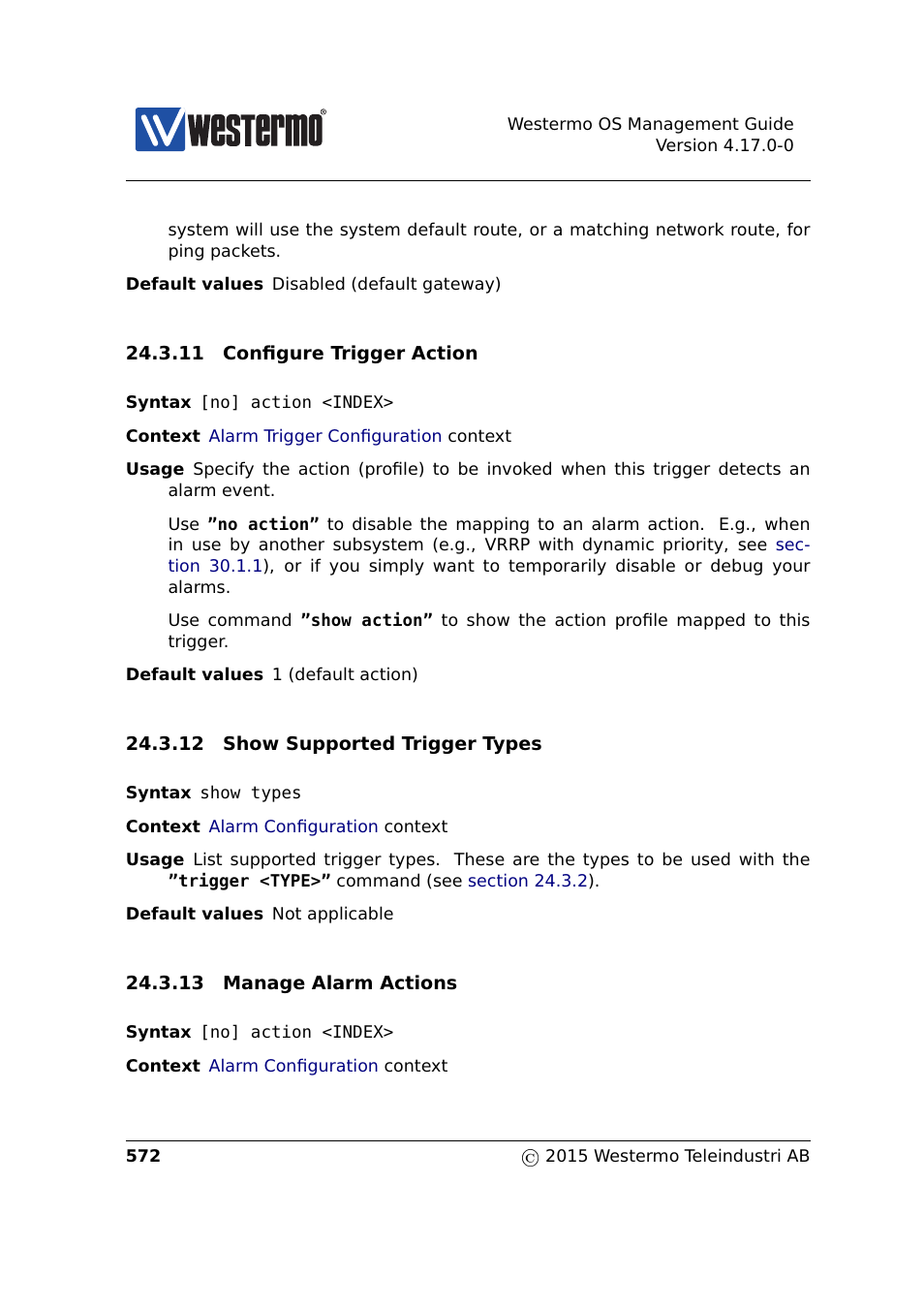 Section 24.3.11, Section 24.3.12, Section 24.3.13 | Westermo RedFox Series User Manual | Page 572 / 977