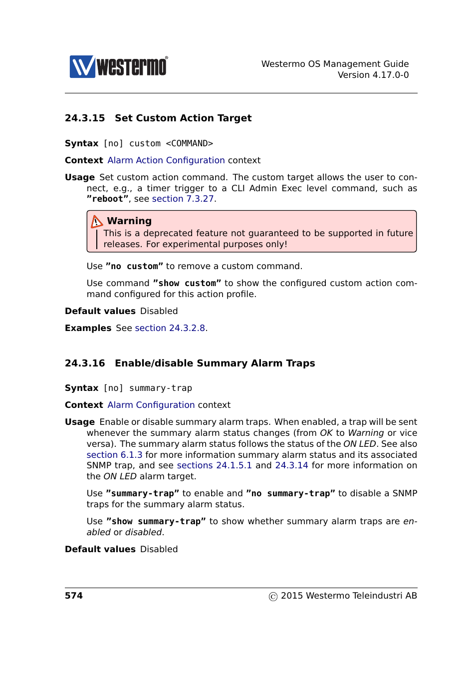 Section 24.3.15, Section 24.3.16 | Westermo RedFox Series User Manual | Page 574 / 977