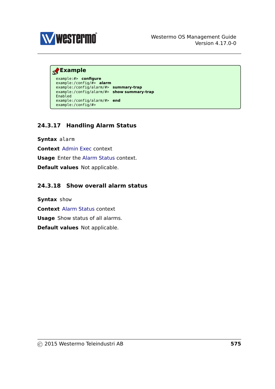 Section 24.3.17, Section 24.3.18 | Westermo RedFox Series User Manual | Page 575 / 977