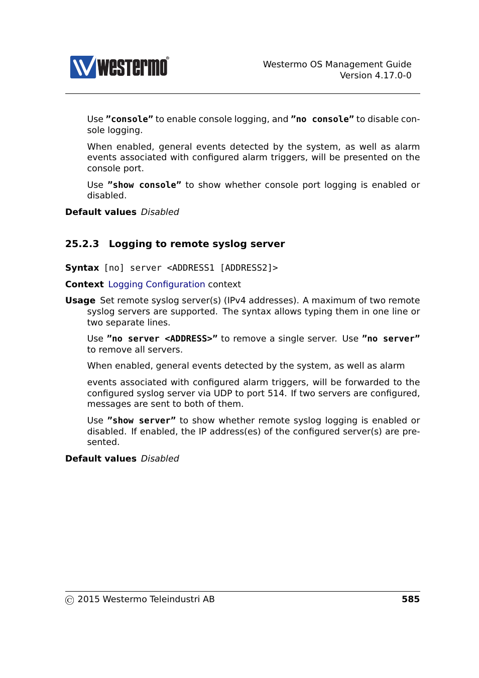 Section 25.2.3 | Westermo RedFox Series User Manual | Page 585 / 977