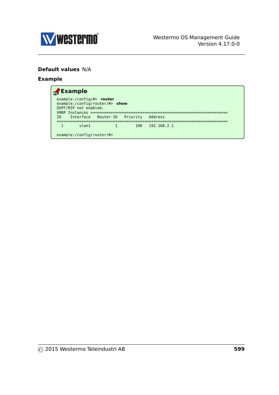 Example | Westermo RedFox Series User Manual | Page 599 / 977