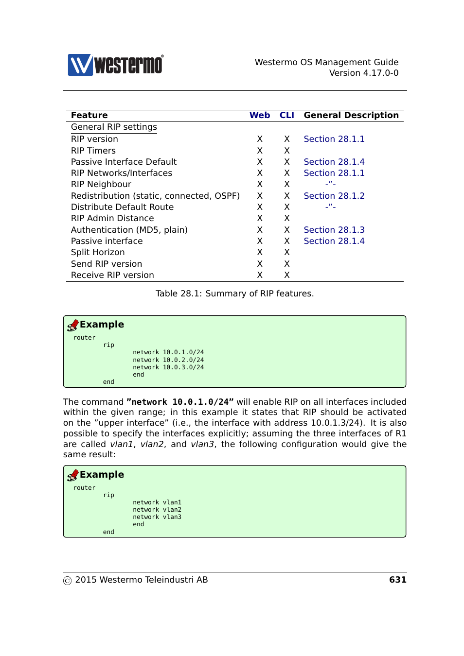 Table 28.1 | Westermo RedFox Series User Manual | Page 631 / 977